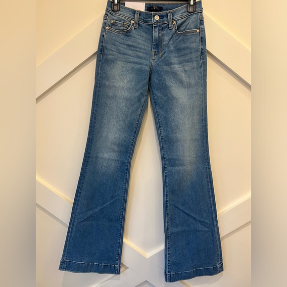 7 For All Mankind Dojo Original Jeans Trouser NWT Size 26 7FAMK Blue Stitching - Picture 2 of 11